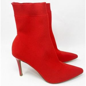 Steve Madden Claire Red Fashion Boots Women’s Size 7.5 Ankle Sock Bootie Heels
